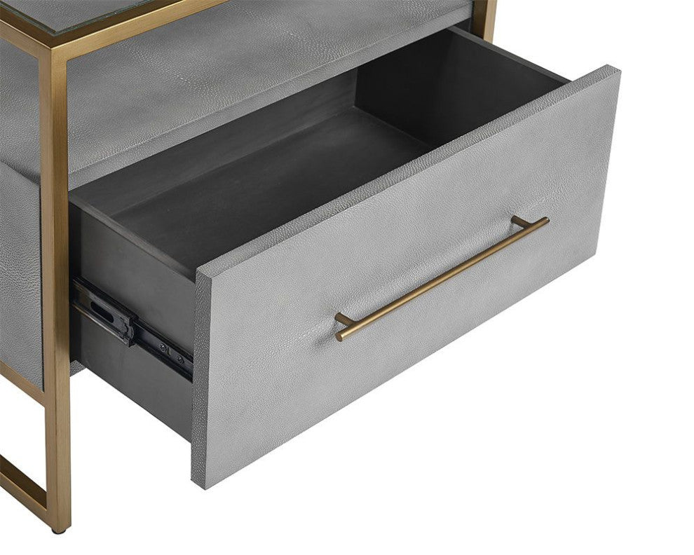 Venice Nightstand, Shagreen Leather