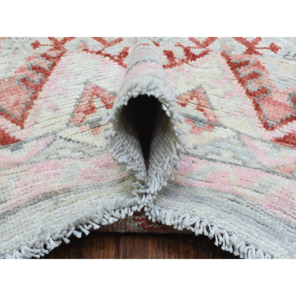Red, Anatolian Village Inspired Style, Soft Wool Hand Knotted Rug, 9'0"x12'0"