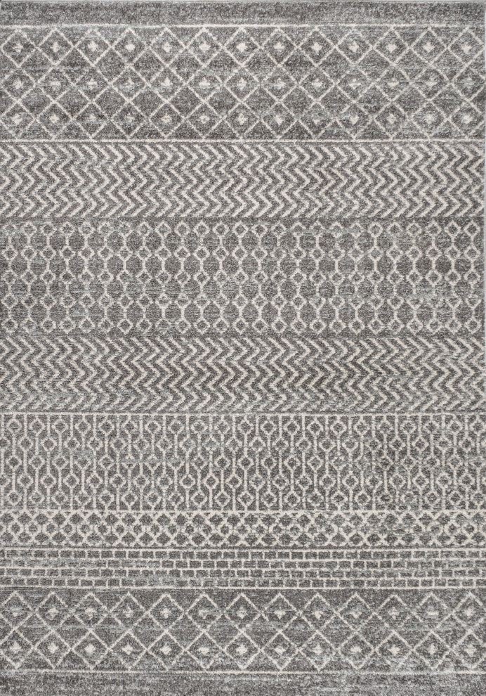 Arta Moroccan Vintage Geometric Area Rug, Gray/Cream, 3 X 5