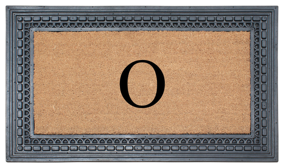 Rubber And Coir, Black/Beige  24"x39" Heavy Duty Outdoor Monogrammed Doormat, O