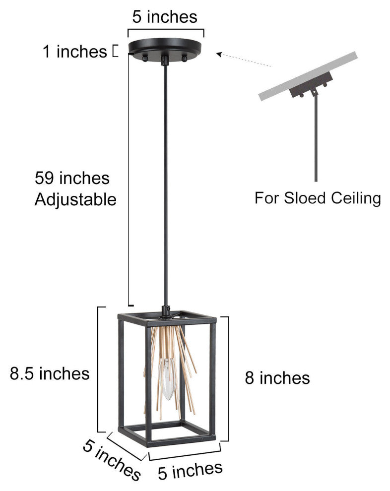 Modern Black & Brass Cage Pendant Light Hanging Light for Kitchen Island