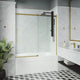 VIGO Luca 56" to 60" W x 58" H Frameless Sliding Tub Door, Matte Brushed Gold, Clear Glass
