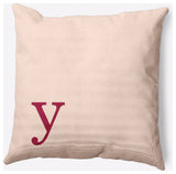 20" x 20" Modern Monogram Indoor/Outdoor Polyester Throw Pillow, Cranberry
