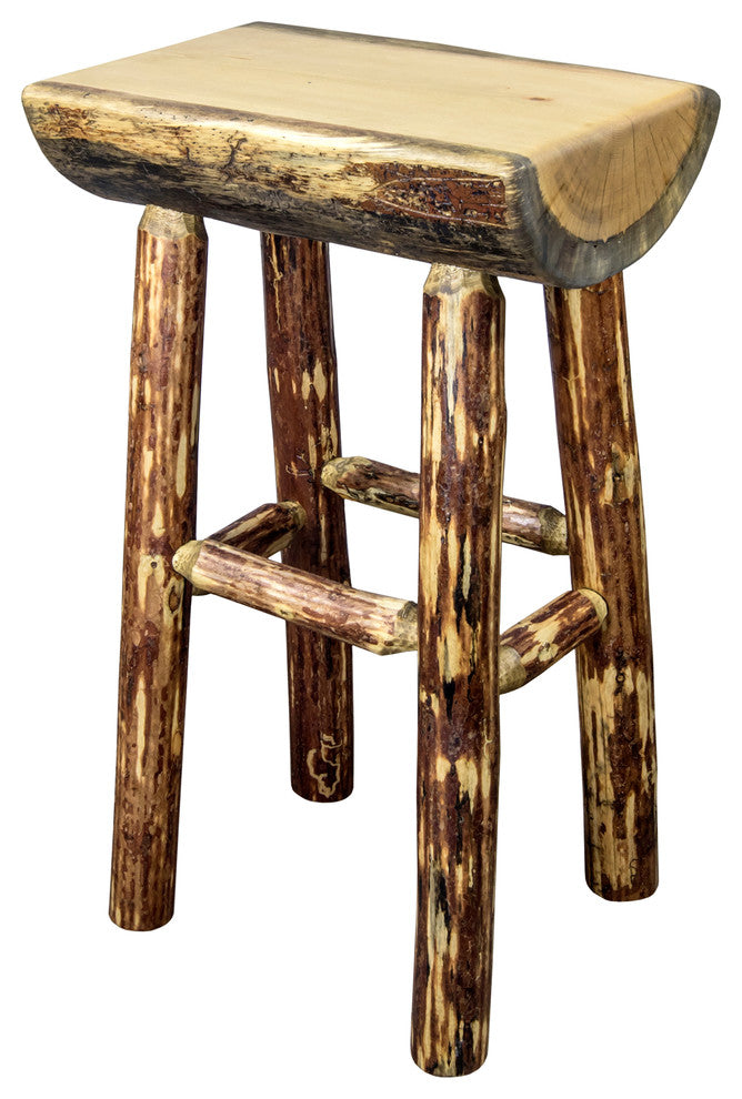 Glacier Country Half Log Bar Stool With Exterior Stain Finish