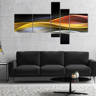 3D Gold Silver Wave Design, Abstract Canvas art print, 60"x32", 5 panels