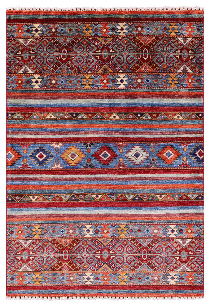 Handmade Super Kazak Khorjin Wool Rug 3' 5" X 4' 11" Q10826