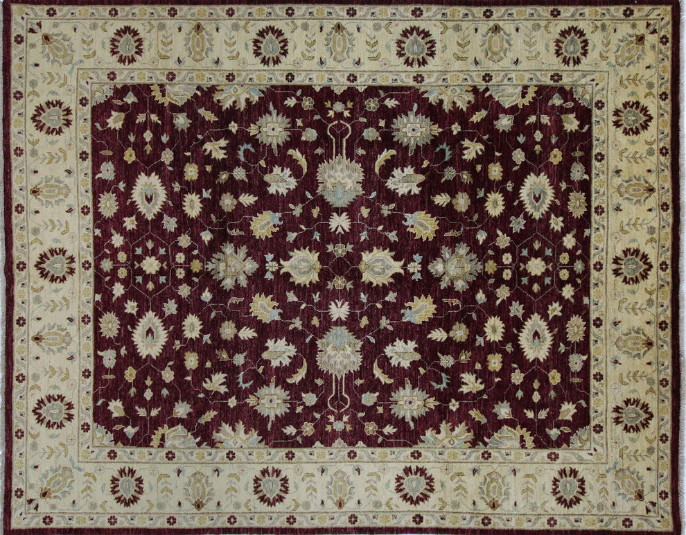 Oushak Hand-Knotted Chobi Peshawar Wool Rug, 8'x10'