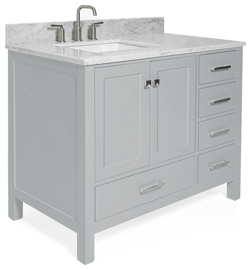 ARIEL Cambridge 43" Left Rectangle Sink Bath Vanity Carrara Marble