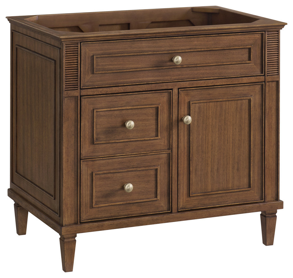 Lorelai 36" Single Vanity, Mid-Century Walnut, 3 CM White Zeus Top