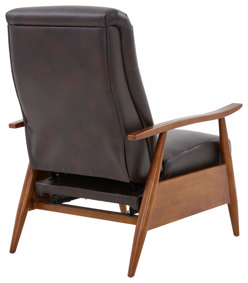 Solaris Wood Arm Push Back Recliner, Burnished Brown