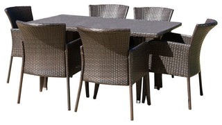GDF Studio 7-Piece Maple Outdoor Wicker Dining Set