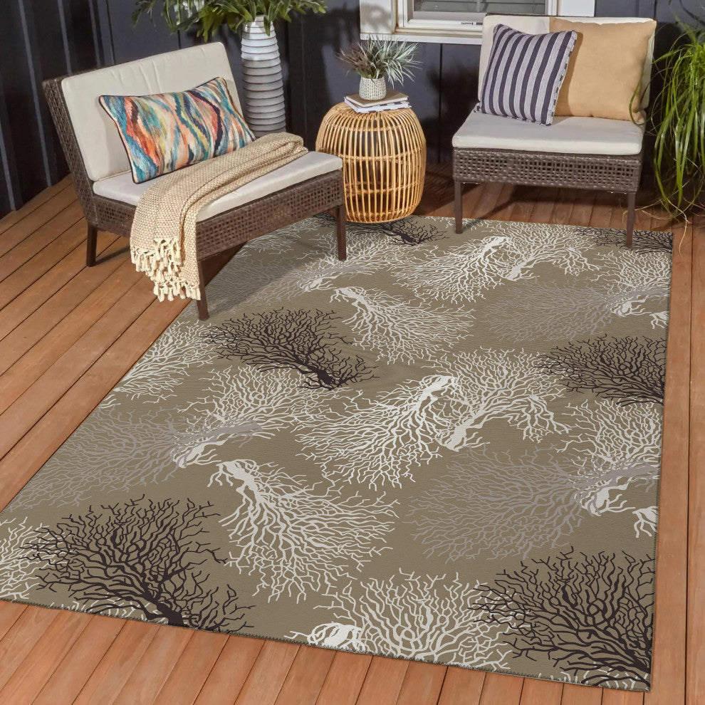 Indoor/Outdoor Seabreeze SZ3 Taupe Machine Washable 3' x 5' Rug