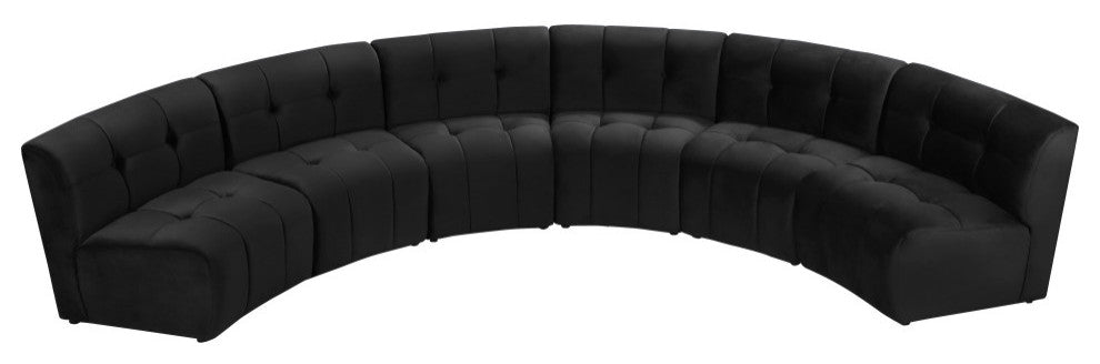 Limitless Velvet Upholstered 6-Piece Modular Sectional, Black