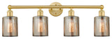 Edison Cobbleskill 4-Light 32" Vanity Light, Satin Gold Finish, Mercury Shade
