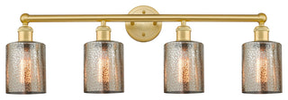 Edison Cobbleskill 4-Light 32" Vanity Light, Satin Gold Finish, Mercury Shade