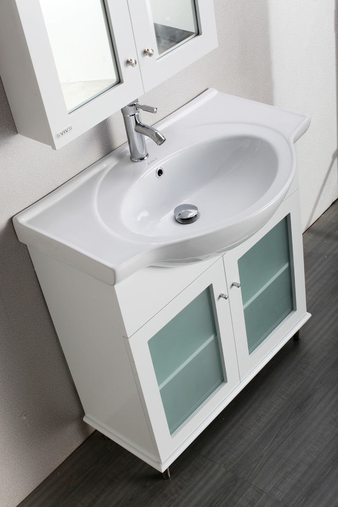 Eviva Tux 36" White Transitional Bathroom Vanity With White Integrated Sink