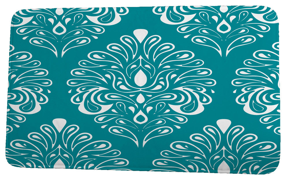 Tropical Resort Veranda Geometric Print Bath Mat, Teal, 17"x24"