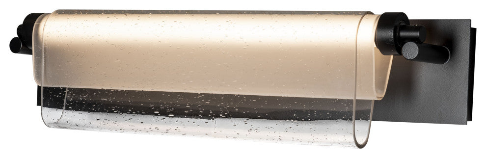 Draped Glass LED Bath Bar Black Seeded Glass With Opal Diffuser