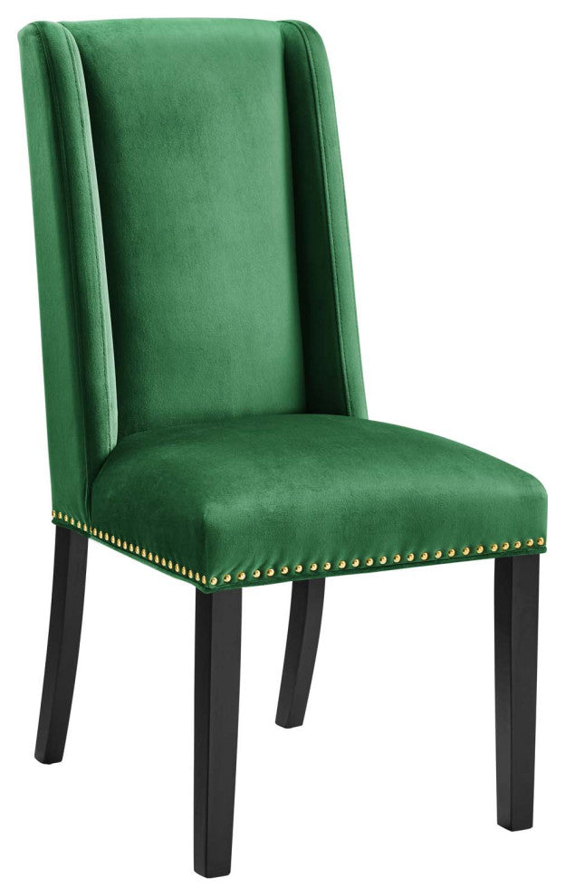 Baron Performance Velvet Dining Chairs, Set of 2, Emerald