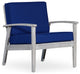 DTY Outdoor Living Longs Peak Eucalyptus Chair W/ Cushions, Silver Gray, Navy