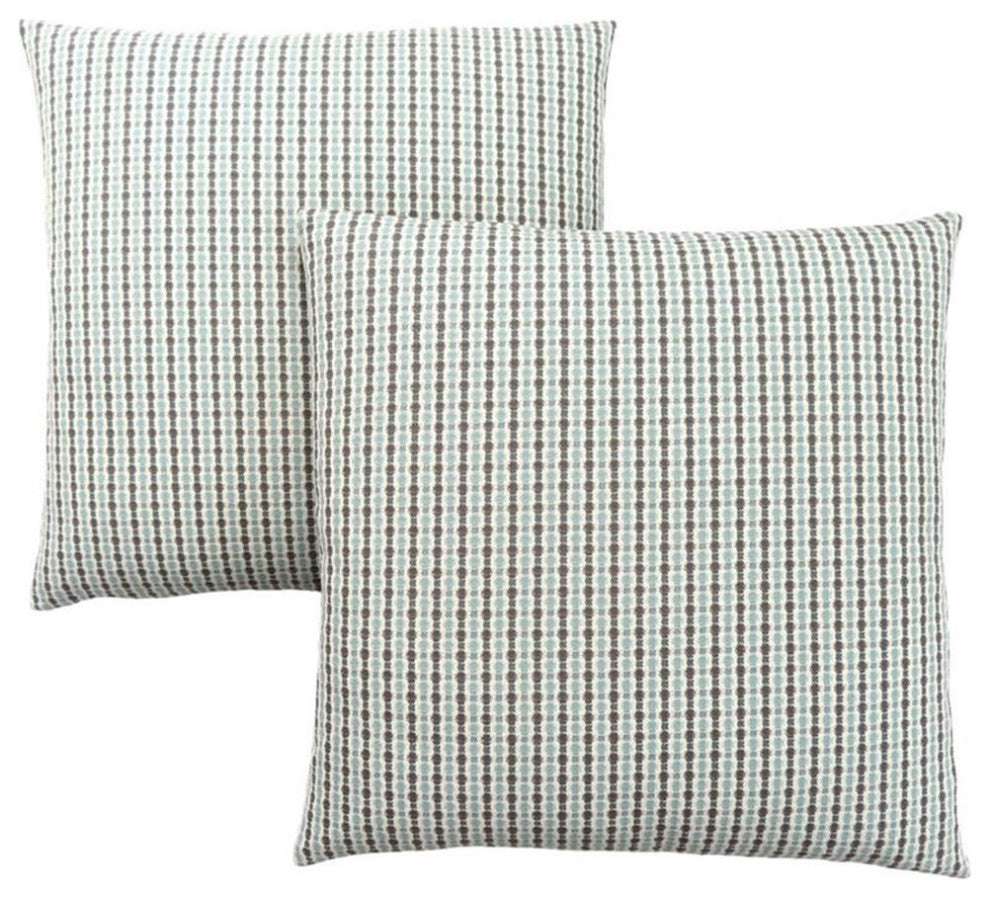 Pillows Set Of 2 18 X 18 Square Accent Sofa Couch Bedroom Polyester Blue