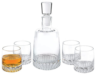 Mouth Blown European Crystal 5 Pc Whiskey Set