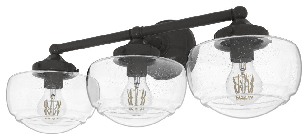 Saddle Creek Noble Bronze, Clear Seeded Glass 3 Light Vanity Wall Light