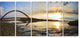 Bridge Sunset Panorama, Seashore Wall Art on Canvas, 60"x28", 5 Panels