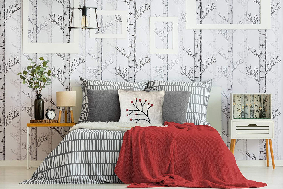 DecorShore White Black Red Decorative Cotton Throw Pillow Cover | 18 X 18 inch