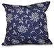 Traditional Floral, Floral Outdoor Pillow, Navy Blue, 18"x18"