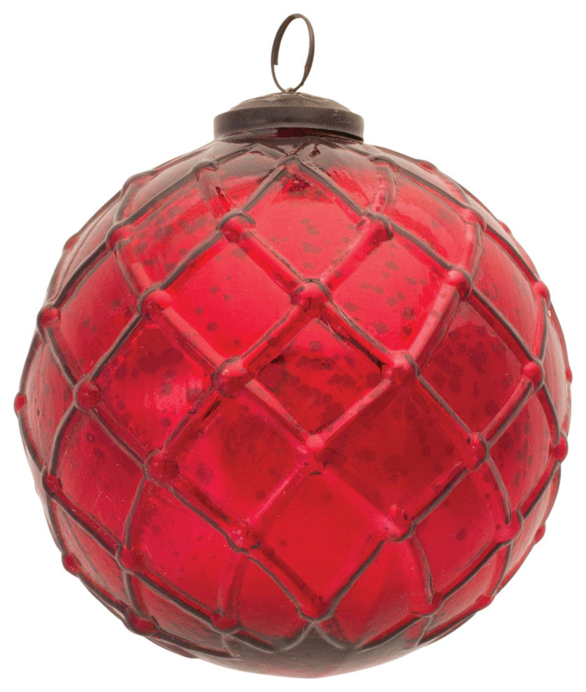 Mercury Glass Ball Ornament, Set of 4