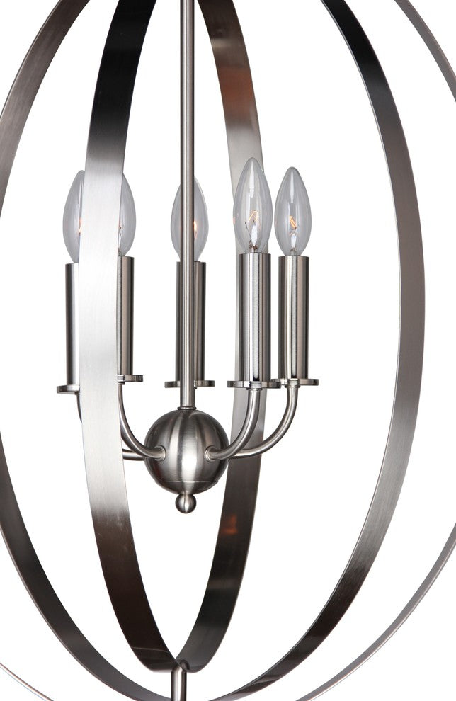 Woodbridge Lighting Camellia Oval 6-Light Pendant Chandelier, Satin Nickel