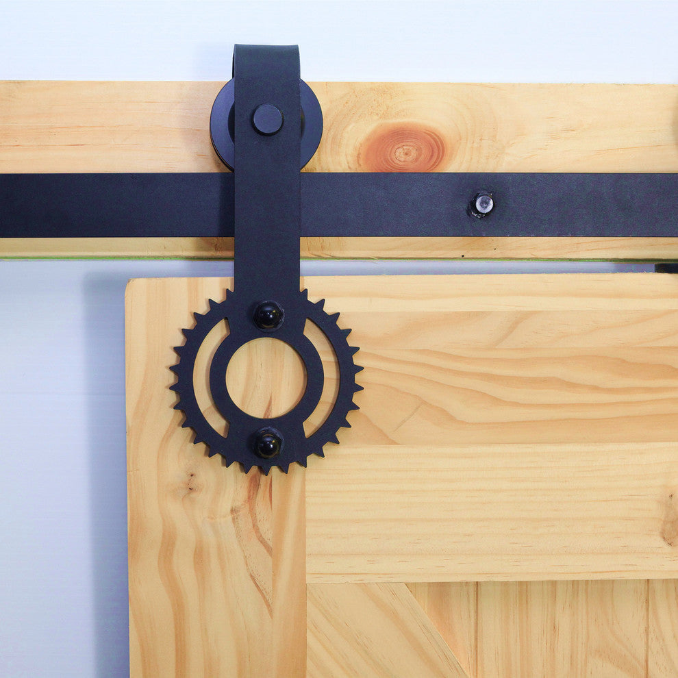 Vancleef Sliding Barn Door Hardware for Single Door, Gear Design, 10'