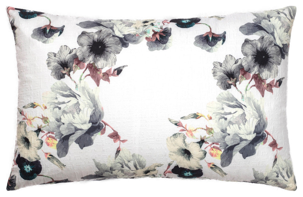 Linum Home Textiles Morning Glories Decorative Pillow Cover, Gray Multi, Lumbar