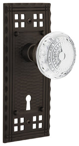 Craftsman Plate Passage, Keyhole Crystal Meadows Knob, Oil-Rubbed Bronze, 2.375"