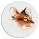Lovely Brown Cat Watercolor Sketch, Animal Disc Metal Wall Art, 11"