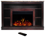 Seville Electric Fireplace Heater With 47" TV Stand, Multicolor Flames, Mahogany
