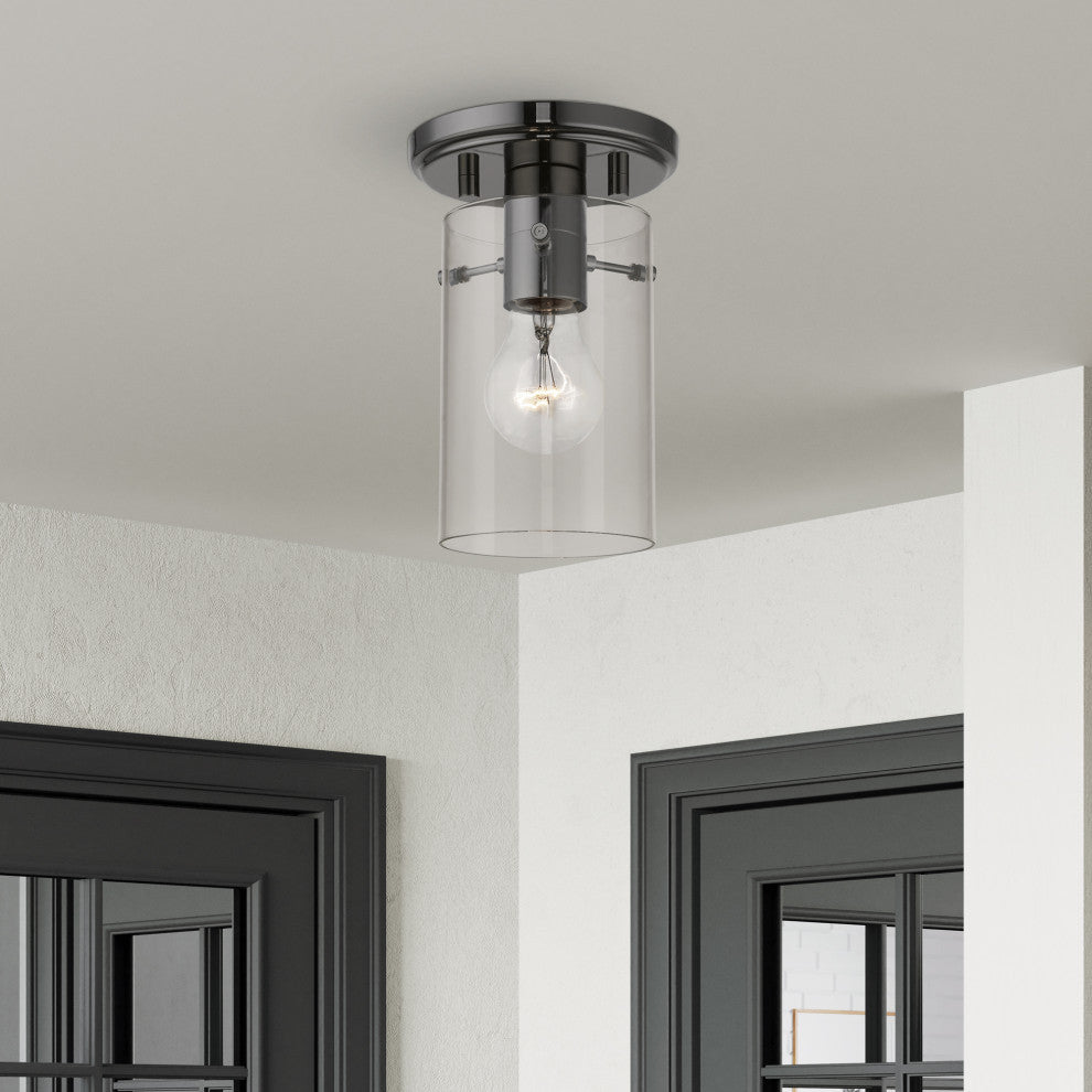 Munich 1 Light Black Chrome Flush Mount