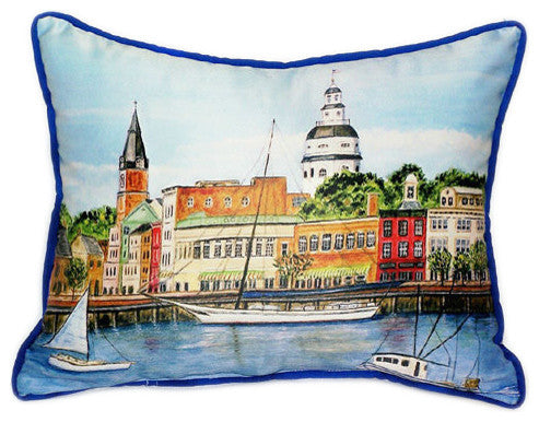 Pair of Betsy Drake Annapolis City Dock Large Pillows 15 Inch x 22 Inch