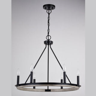 Vaxcel Lighting H0274 Russel 6 Light 25"W Candle Style Chandelier - Matte Black