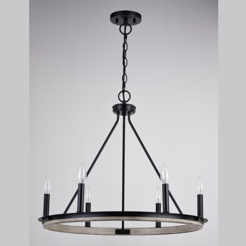 Vaxcel Lighting H0274 Russel 6 Light 25"W Candle Style Chandelier - Matte Black