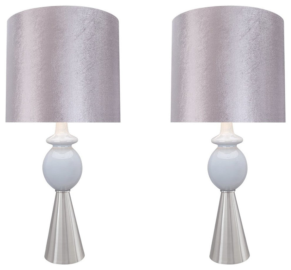 40162-12, 38" Metal Table Lamp, Satin Nickel, Set of 2