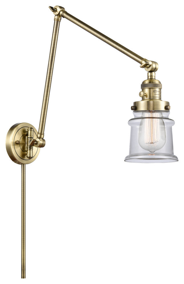 Canton Swing Arm With Switch, Antique Brass, Clear, Clear
