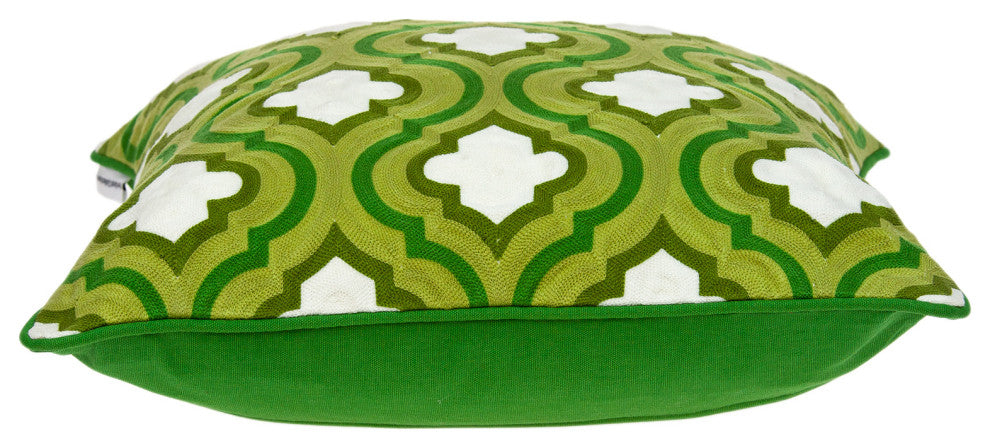 HomeRoots 20" x 0.5" x 20" Transitional Green and White Accent Pillow Cover