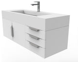 CastelloUSA Nile 48" Wall Mounted Vanity Set, White, White Top, Brushed Nickel