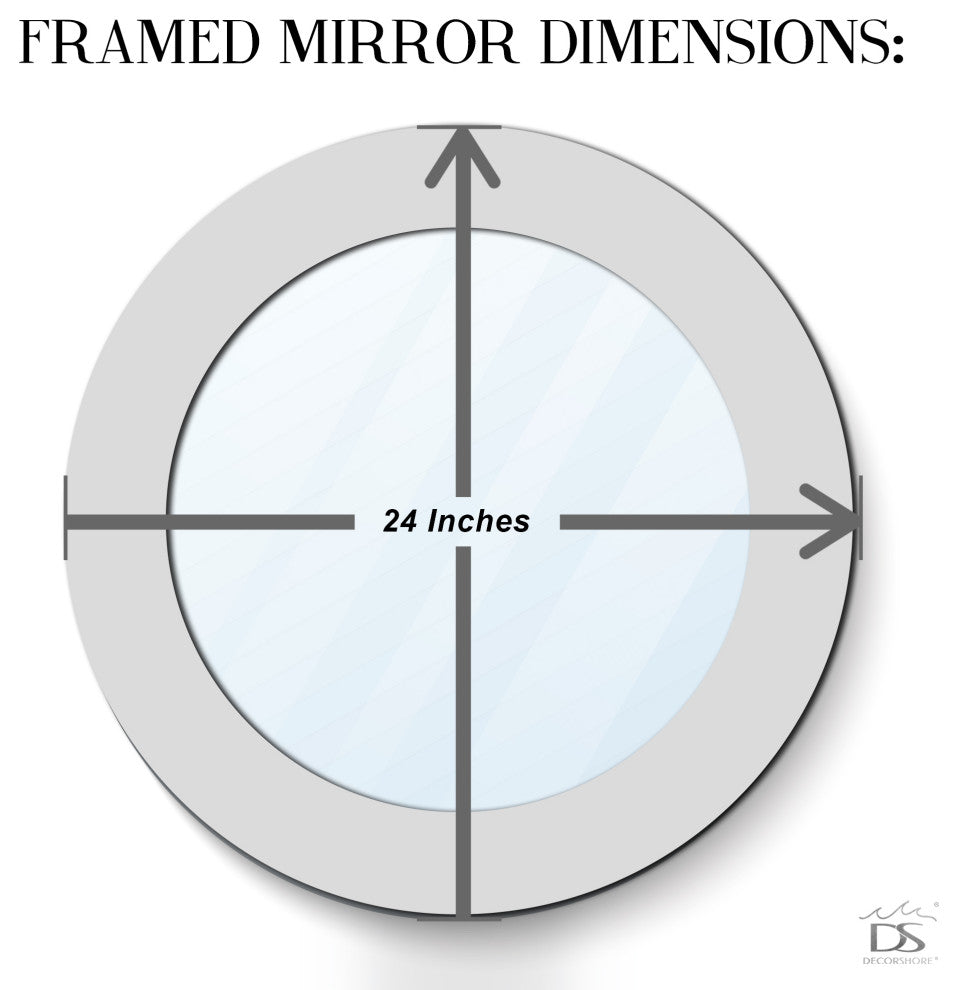 24" Decorative Round Glass Mosaic Wall Mirror, Silver
