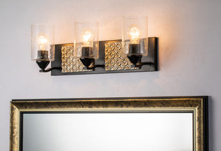 Arcadia 3 Light Bath Vanity Light in Matte Black and Silver Accents