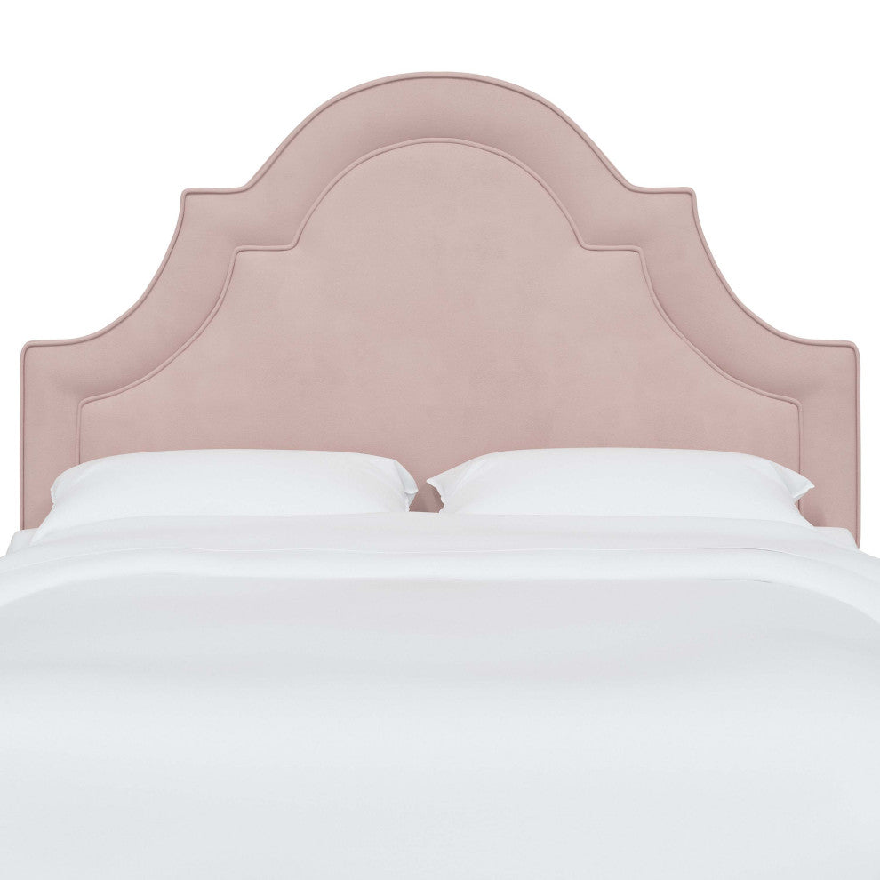 High Arched Headboard With Border, Velvet Blush, Twin
