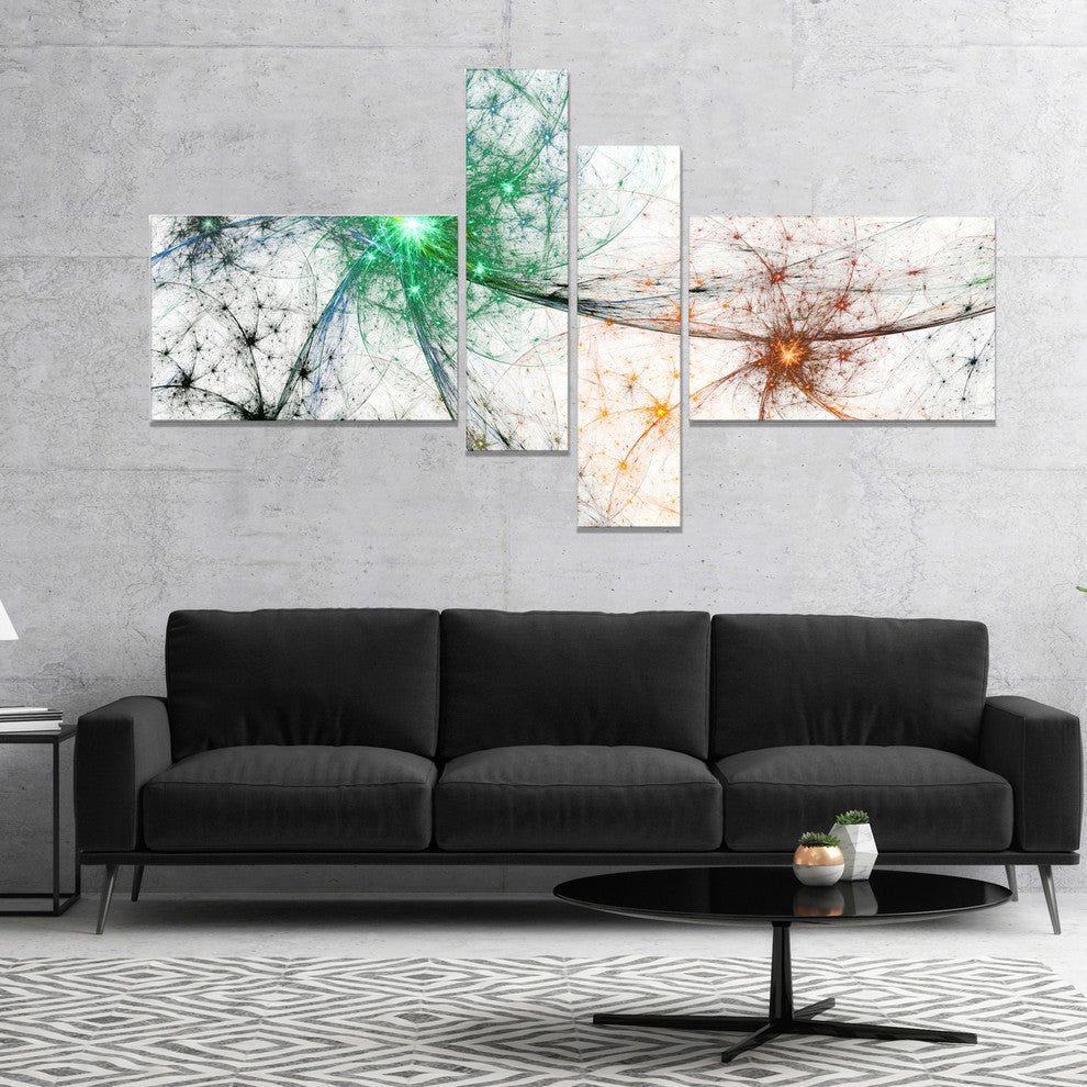 Abstract Colorful Fireworks, Abstract Canvas Art Print, 60"x32", 4 panels