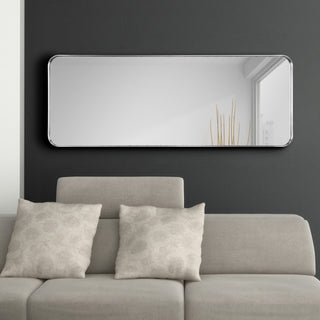 Ultra Stainless Steel Rectangular Wall Mirror, Silver, 18"x48", Brushed